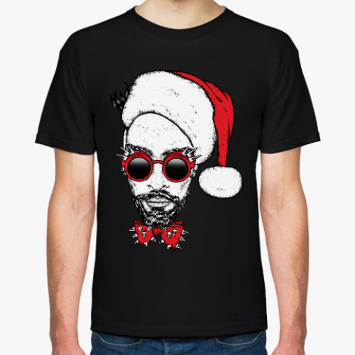 Футболка с принтом Хипстер Санта