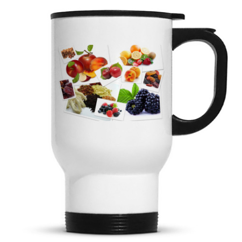 Кружка-термос с принтом Фрукты.