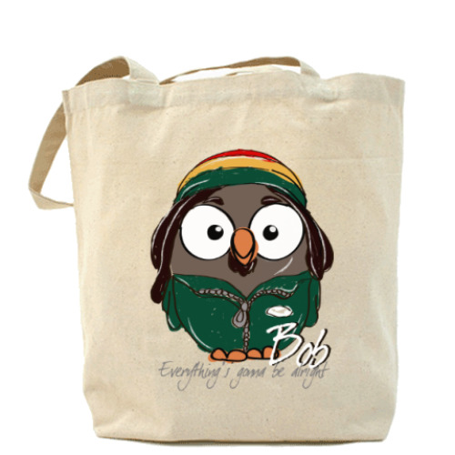 Сумка шоппер с принтом Сова Боб Марли Суперсова Goofi