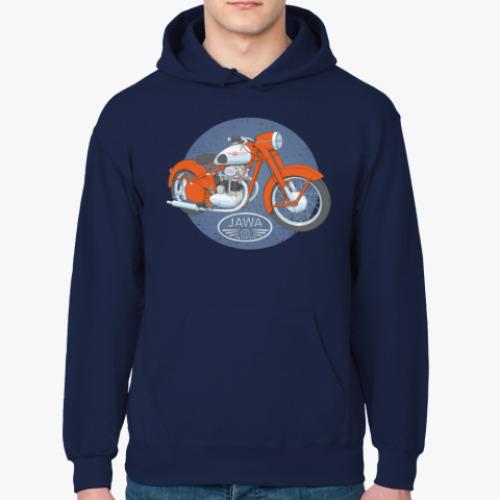 Толстовка худи с принтом Ретро мотоцикл ЯВА 50-е