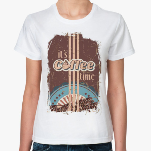Классическая футболка с принтом Кофе