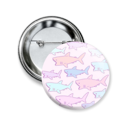 Значок 50мм с принтом Акулы