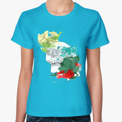 Женская футболка с принтом Декабрьский череп