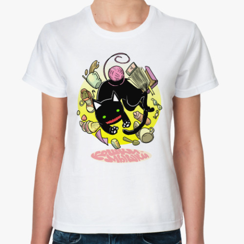 Классическая футболка с принтом Кот. Разгром!