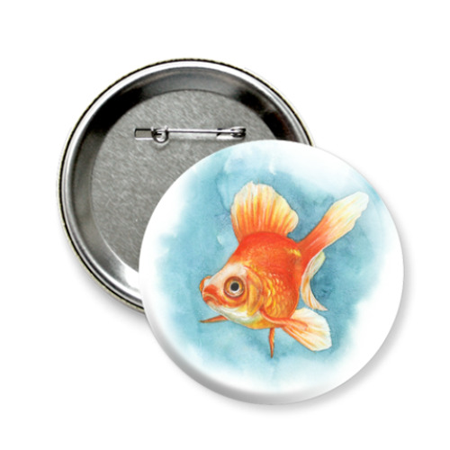 Значок 58мм с принтом Золотая рыбка
