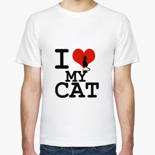 Футболка с принтом I love my Cat