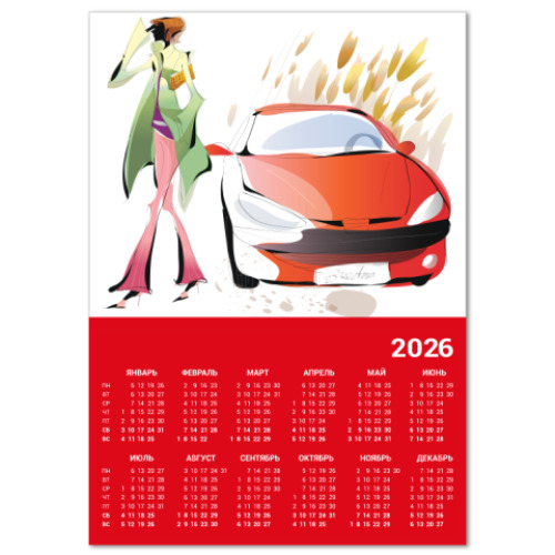 Календарь с принтом Девушка
