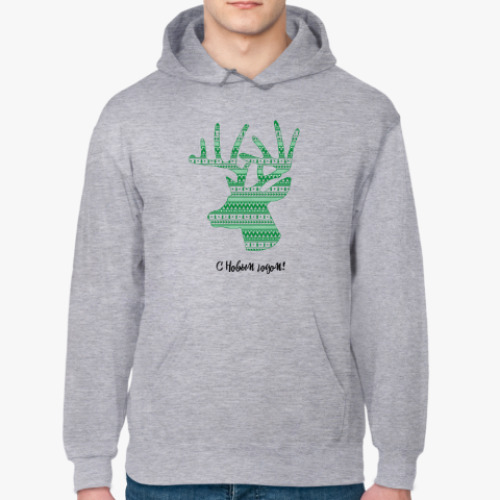 Толстовка худи с принтом Олень: С Новым годом!