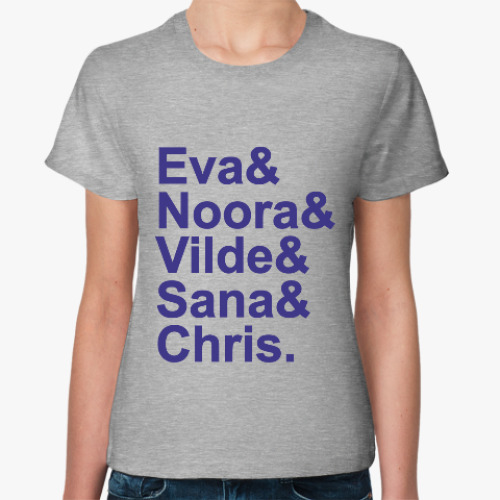 Женская футболка с принтом Skam names