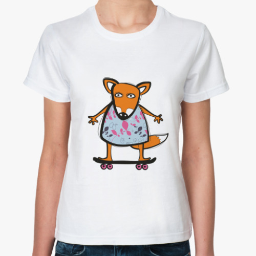 Классическая футболка с принтом 'Лиса'