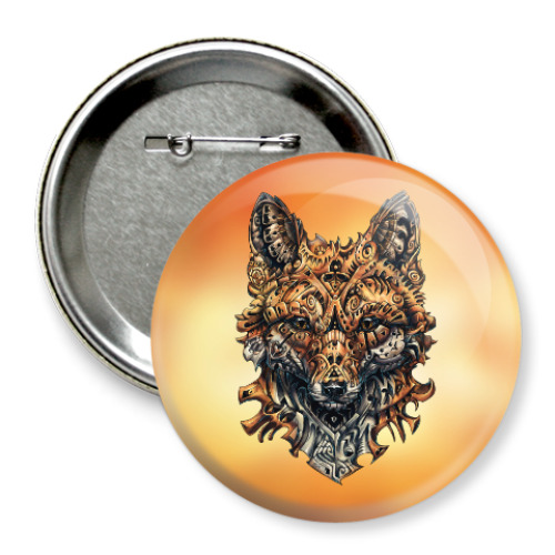 Значок 75мм с принтом Mechanical Fox
