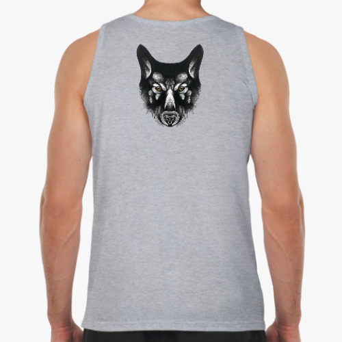 Майка с принтом Черный волк злой взгляд