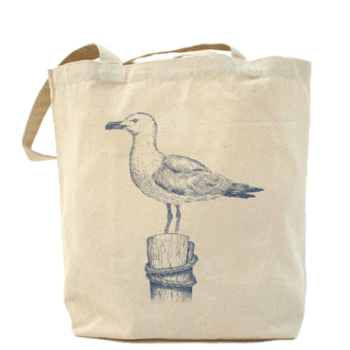 Сумка шоппер с принтом Море винтаж чайка