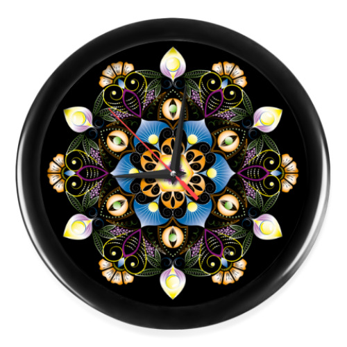 Настенные часы с принтом Мандала