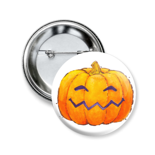 Значок 50мм с принтом Тыква смайл