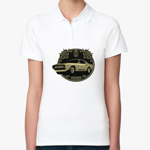 Женская рубашка поло (печать) с принтом Muscle car