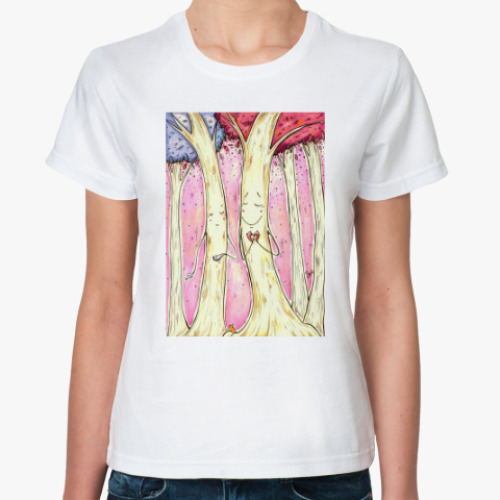 Классическая футболка с принтом Деревья