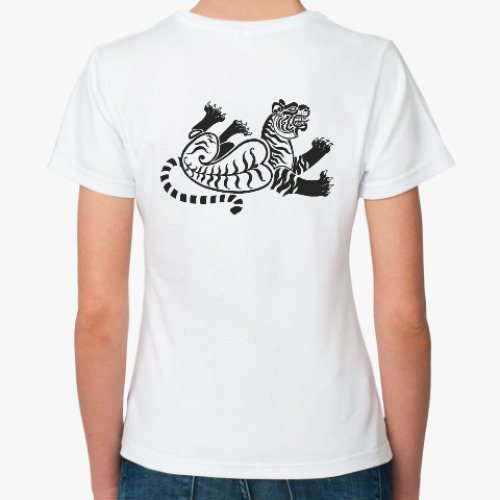 Классическая футболка с принтом Скифский тигр