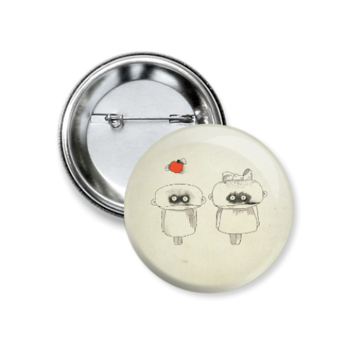 Значок 37мм с принтом Он и Она