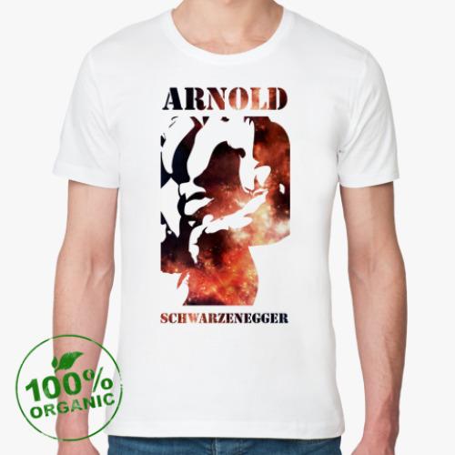 Футболка из органик-хлопка с принтом Арнольд Шварцнеггер