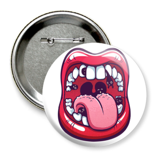 Значок 75мм с принтом Большой рот