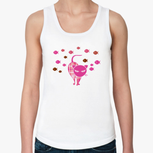 Женская майка с принтом Сердитая кошка