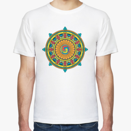 Футболка с принтом Мандала - круглый восточный орнамент