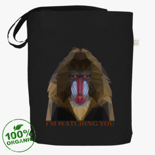 Сумка шоппер с принтом Обезьяна мандрил