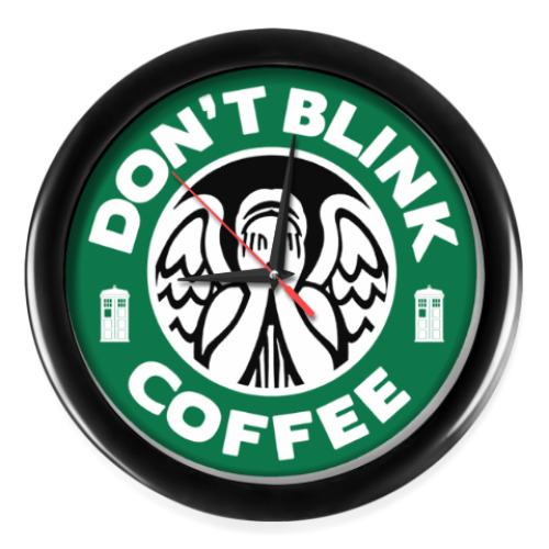 Настенные часы с принтом Don't blink coffee DOCTOR WHO