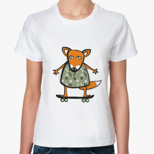 Классическая футболка с принтом 'Лиса'