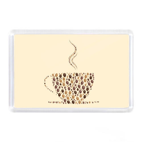 Магнит с принтом Кофе из кофейных зерен