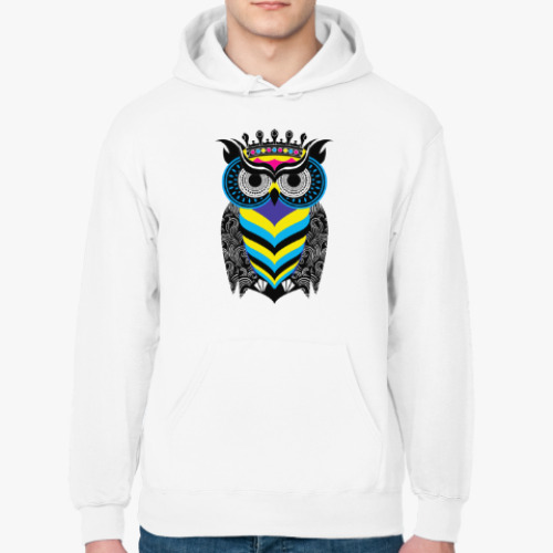 Толстовка худи с принтом Сова с короной