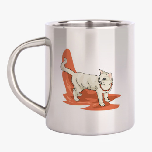Кружка металлическая с принтом Кот в углу