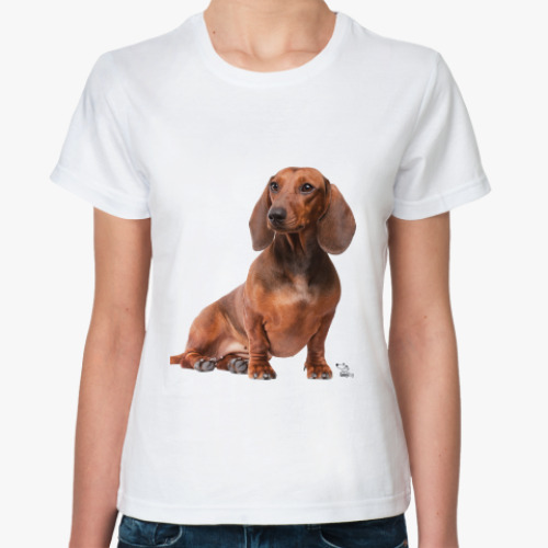 Классическая футболка с принтом Такса