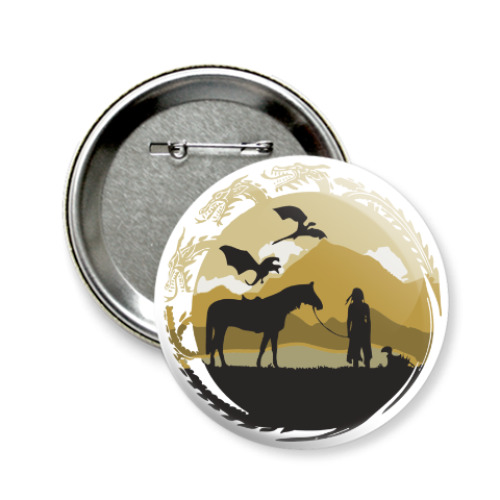 Значок 58мм с принтом Khaleesi & Dragons