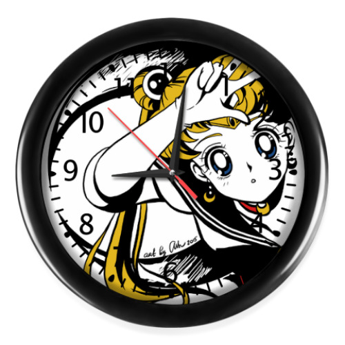 Настенные часы с принтом 'Луна в матроске'