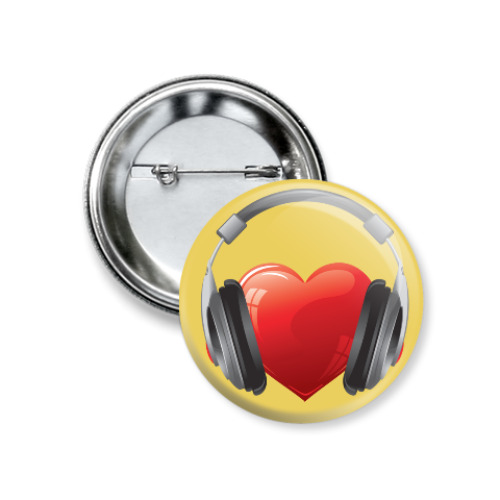 Значок 37мм Music heart