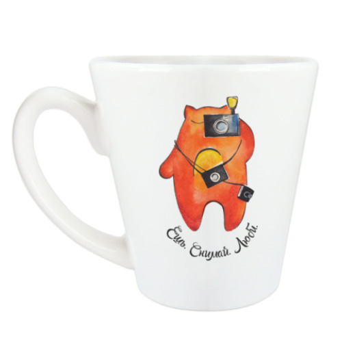 Чашка Латте с принтом Ешь. Снимай. Люби.