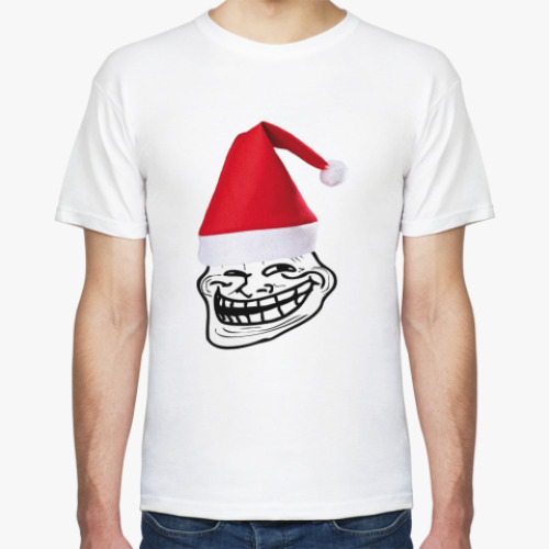 Футболка с принтом  новогодний Trollface