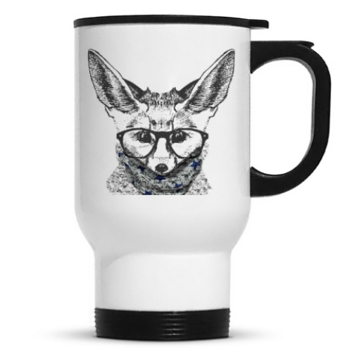 Кружка-термос с принтом Интеллигентный фенек