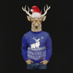 Олень хипстер новогодний