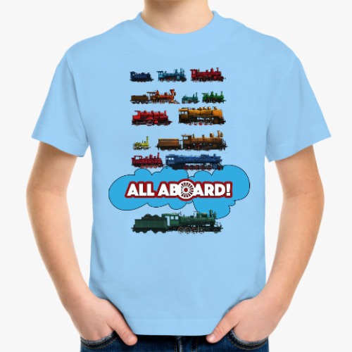 Детская футболка с принтом Паровозы