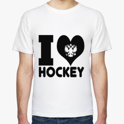 Футболка с принтом Я люблю русский хоккей