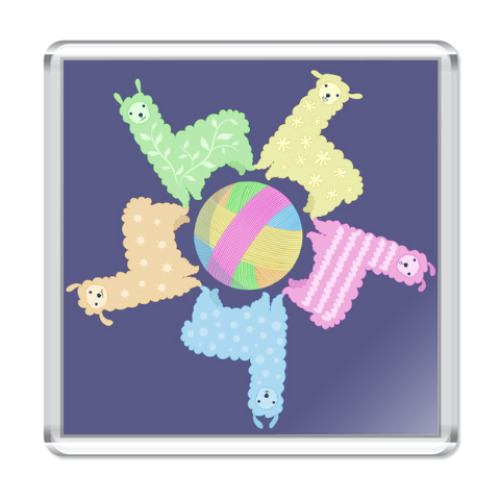 Магнит с принтом Ламы