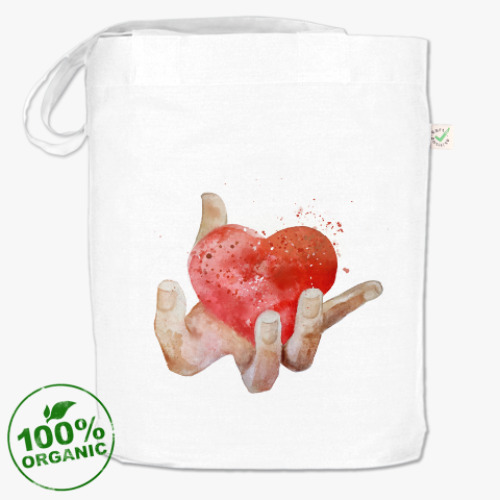 Сумка шоппер с принтом Сердце в руке, heart in hand