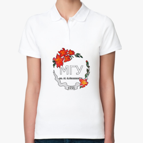 Женская рубашка поло (печать) с принтом Flowers MSU