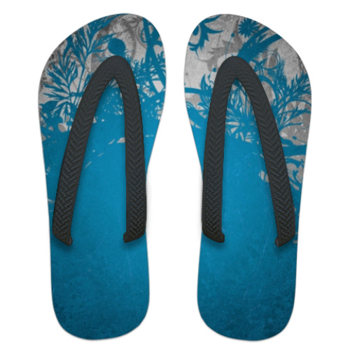 Шлепанцы (сланцы) с принтом Синие узоры