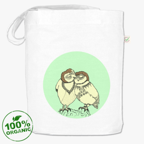 Сумка шоппер с принтом Влюбленные совы