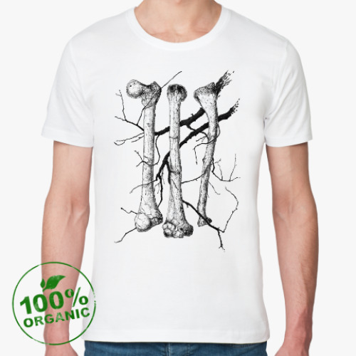 Футболка из органик-хлопка с принтом Кости и ветви - forever young