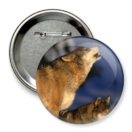 Значок 75мм с принтом ВОЛК